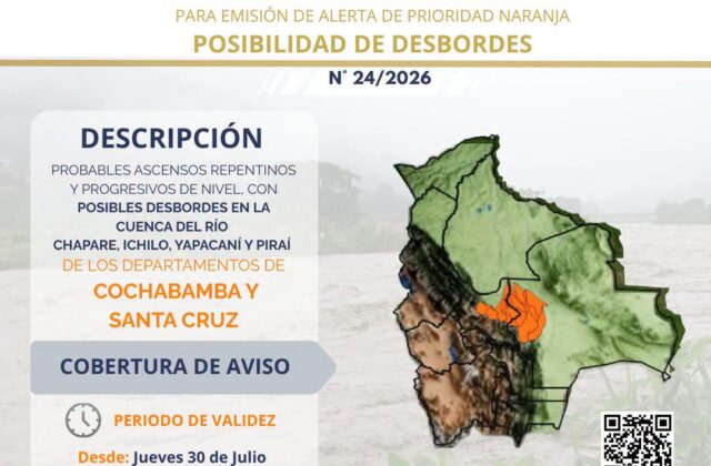 Senamhi advierte sobre riesgo de desbordes en ríos de Santa Cruz y Cochabamba