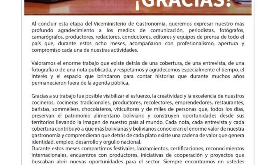 Sumaya Prado se despide como Viceministra de Gastronomía tras el cierre de su despacho