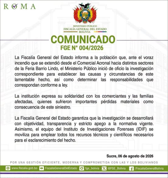 Investigación oficial por incendio en Feria Barrio Lindo en Santa Cruz