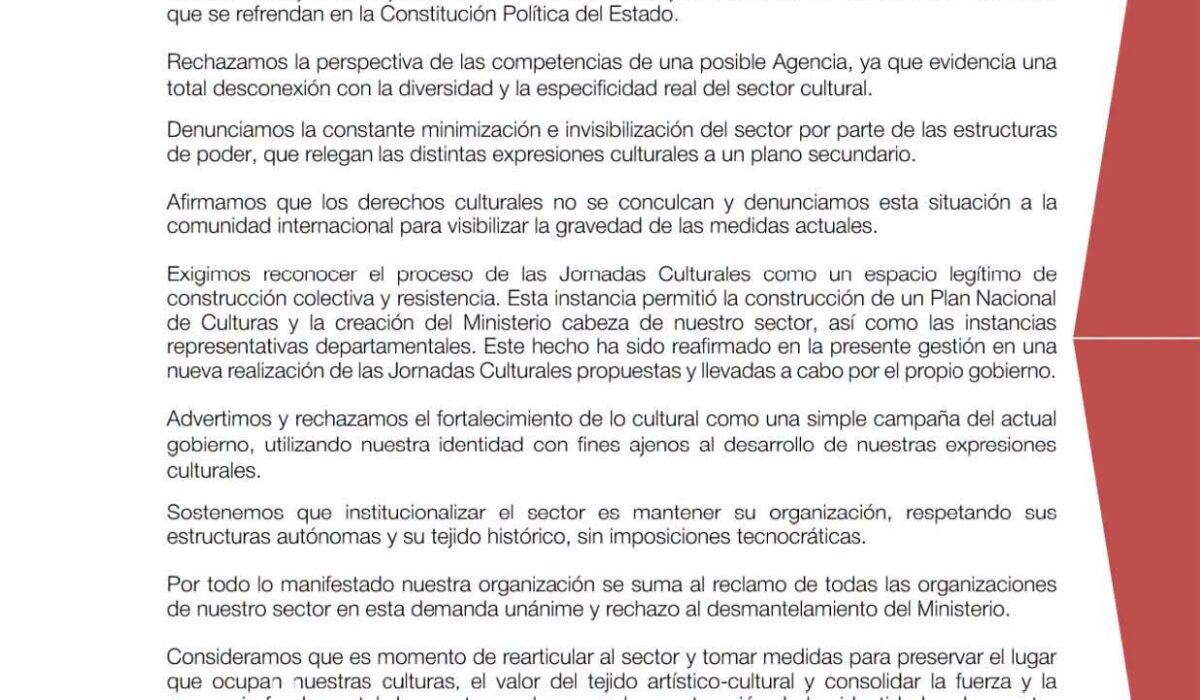 Organizaciones culturales y turísticas piden la continuidad del Ministerio de Turismo