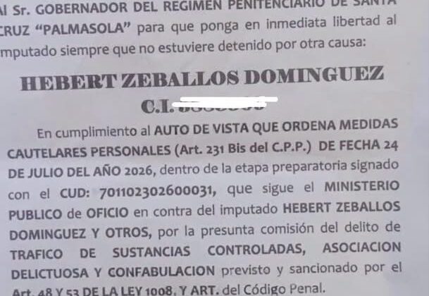 Liberan al exjuez Hebert Zeballos en el caso Maletas