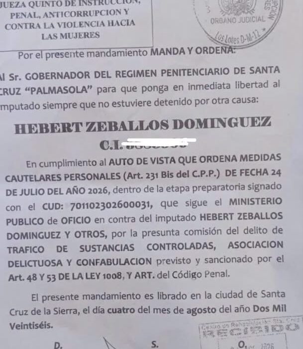 Liberan al exjuez Hebert Zeballos en el caso Maletas