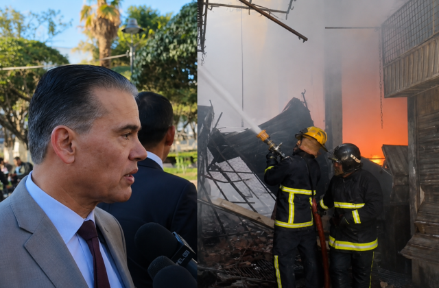 Militares y aeronaves se suman a la lucha contra el incendio en la Feria Barrio Lindo de Santa Cruz