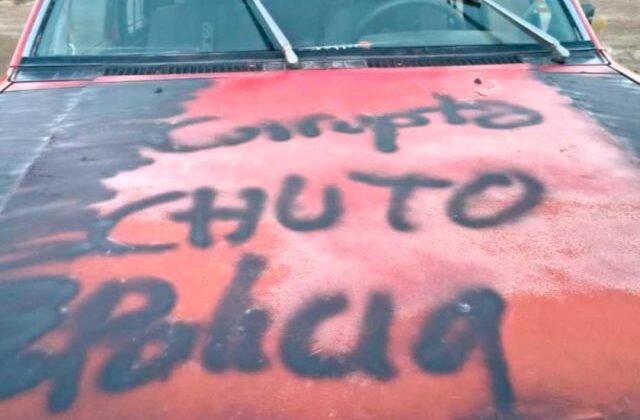 Enigmático mensaje en camioneta robada en Potosí