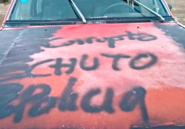 Enigmático mensaje en camioneta robada en Potosí