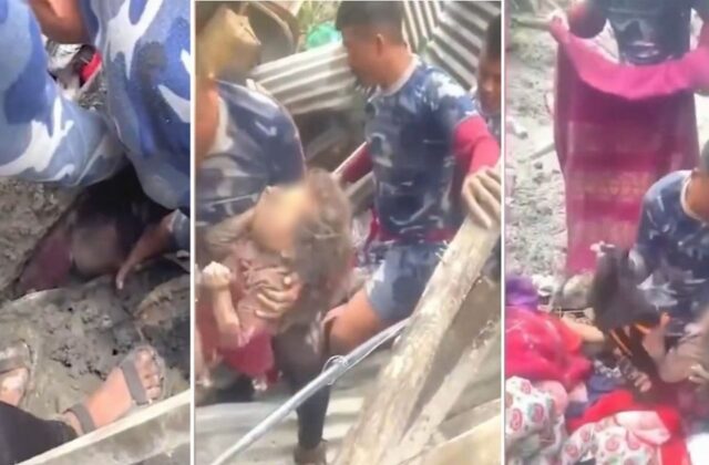 Una niña sobreviviente tras ser rescatada tras 60 horas bajo escombros en Nepal