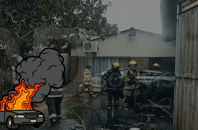 Incendio en un taller mecánico deja un vehículo destruido y una persona herida