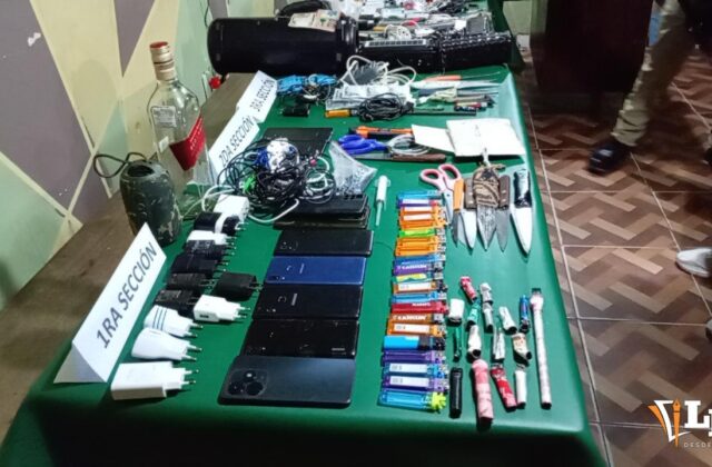 Incautación de celulares y armas en el penal de San Pedro, Oruro