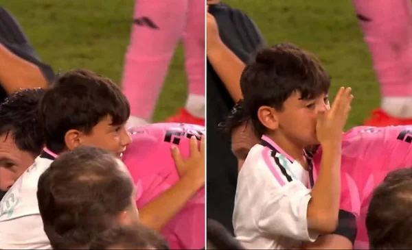Ciro Messi causa furor con su divertida reacción tras el triunfo de su papá