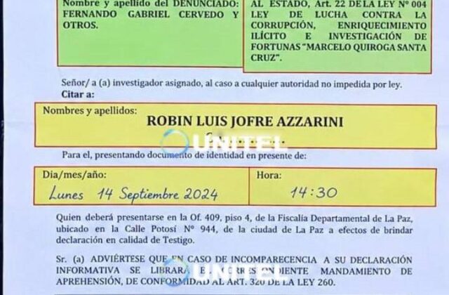 Citan a Robin Jofre como testigo en caso de enriquecimiento ilícito