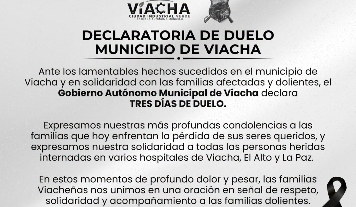 Viacha observa tres días de duelo por las víctimas de explosión en el Regimiento Bolívar