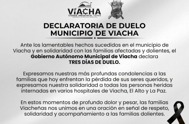 Viacha observa tres días de duelo por las víctimas de explosión en el Regimiento Bolívar