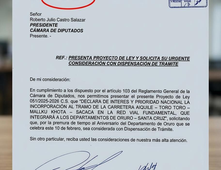 Estancamiento en la Ley para la Conexión Oruro-Santa Cruz