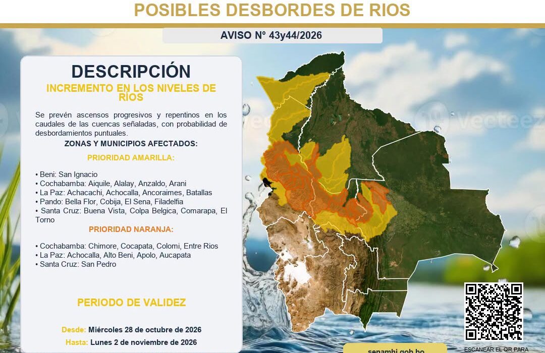 Senamhi advierte sobre posibles desbordes de ríos en cinco departamentos del país