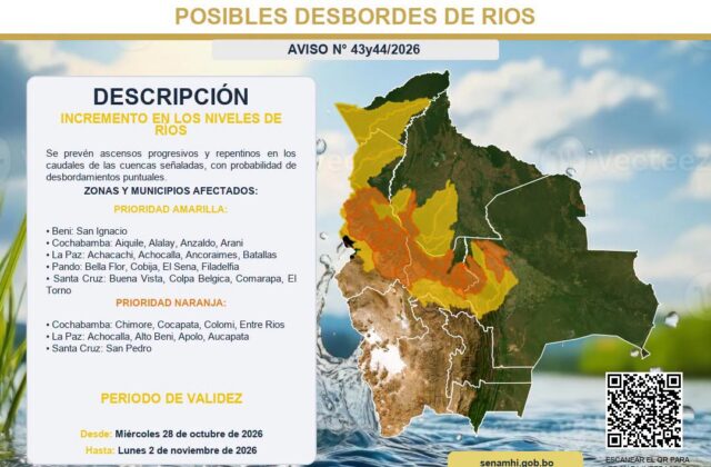 Senamhi advierte sobre posibles desbordes de ríos en cinco departamentos del país